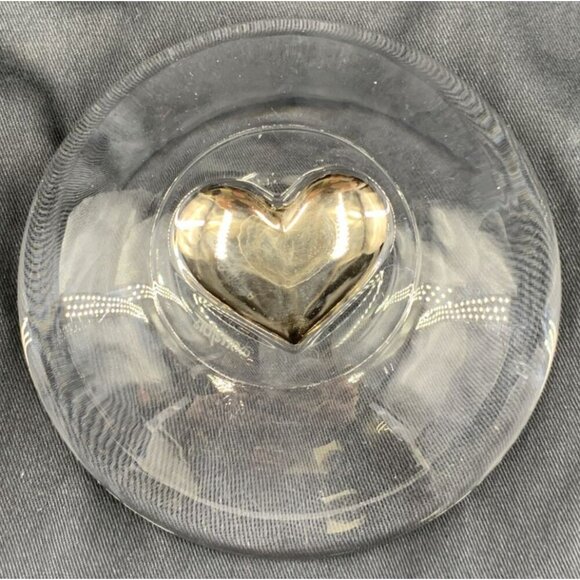 Orrefors Sweetie Crystal Round Bowl Heart In Center 5.25" Signed - Picture 8 of 8